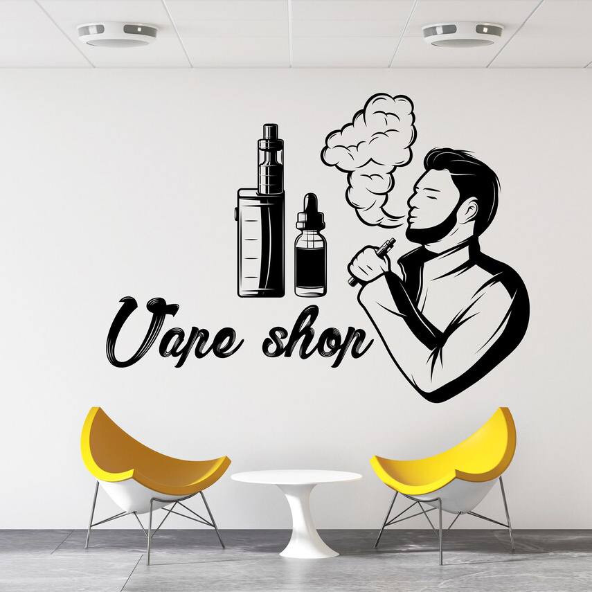 Vaping Store - Vape Shop 벽 데칼 창 스티커,