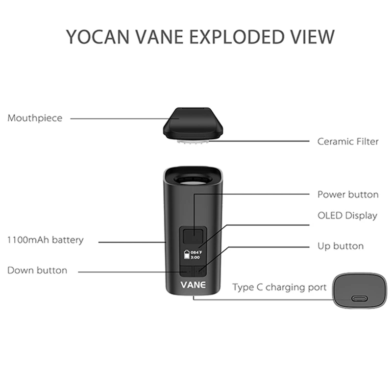 오리지널 Yocan Vane 드라이 허브 기화기 키트, - Quick Vape 리뷰 및 가격
